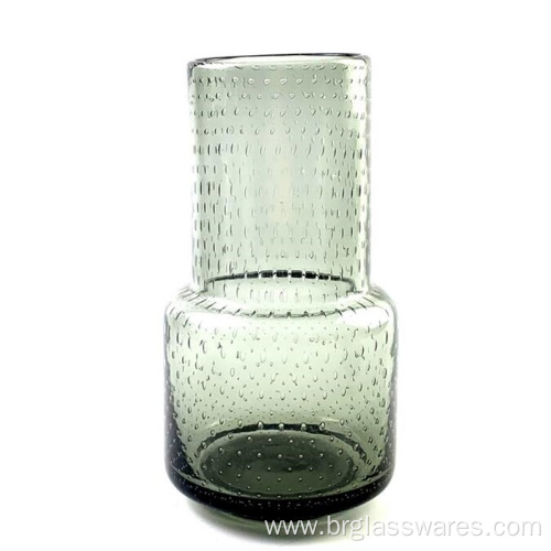 Grey color bubble design glass vase